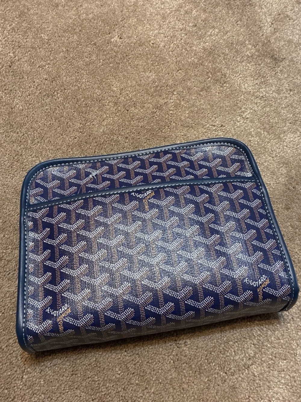 Goyard Blue Patterned Zip Pouch